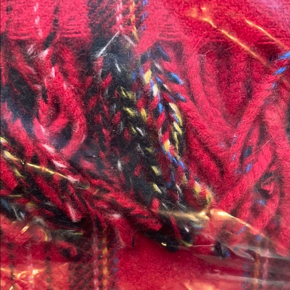 J.Crew Tartan Plaid Scarf Red Multi H3794 - Picture 4 of 5